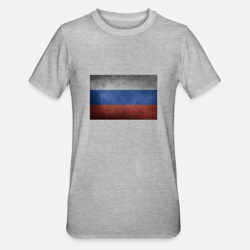 Russie Drapeau Russie Drapeau - T-shirt polycoton Unisexe - gris chiné