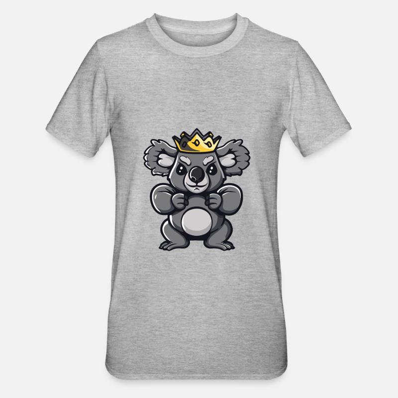 Koala Comic Krone - Unisex Polycotton T-Shirt - Grau meliert
