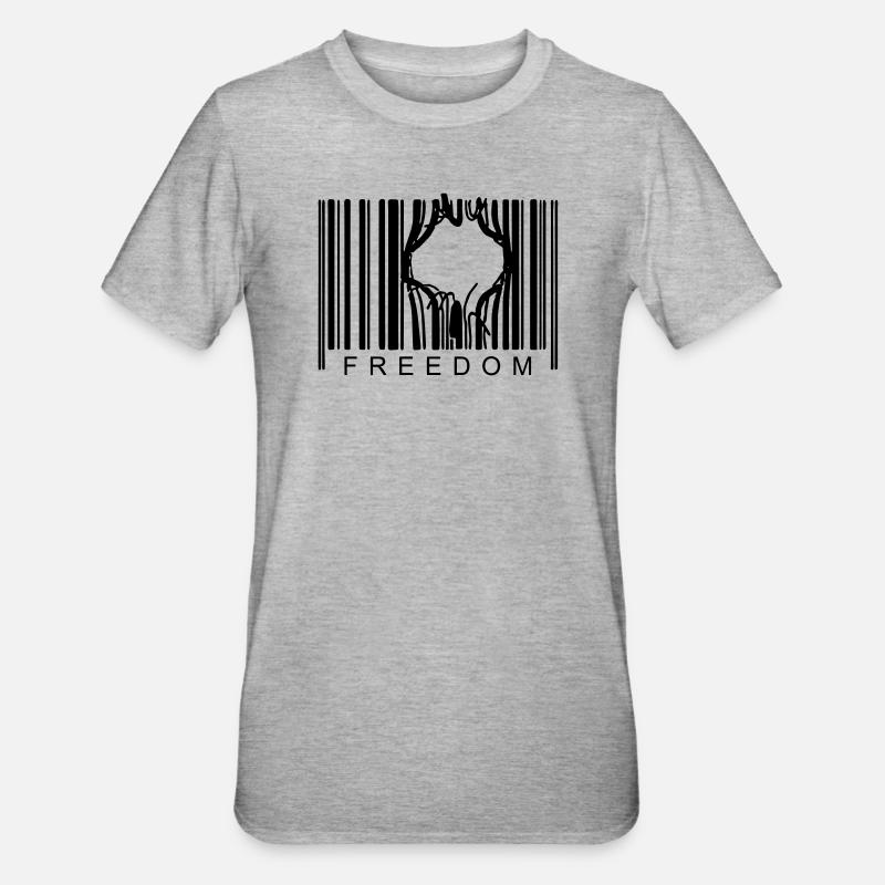 FREEDOM BARCODE - Unisex Polycotton T-Shirt - heather grey