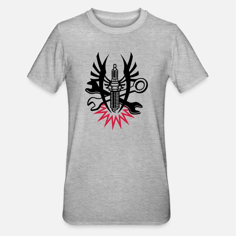 A spark plug with two wrenches - Unisex Polycotton T-Shirt - heather grey