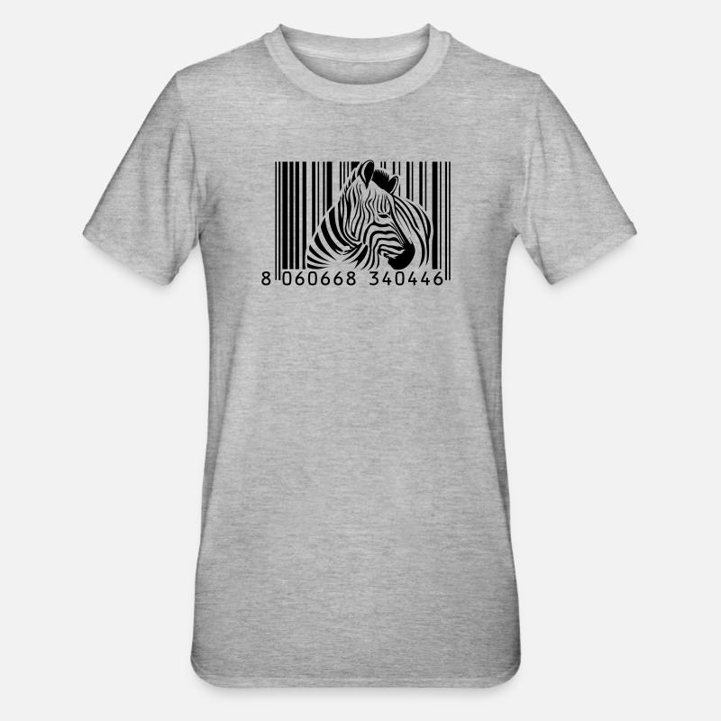 Barcode Zebra - Unisex Polycotton T-Shirt - Grau meliert