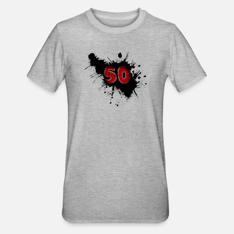 50 ° compleanno - Maglietta unisex, mix cotone e poliestere - grigio melange
