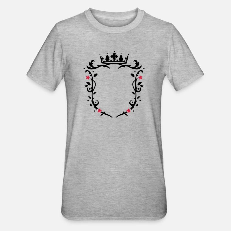 blomsterarter emblem med krone - Unisex polycotton T-shirt - grå meleret