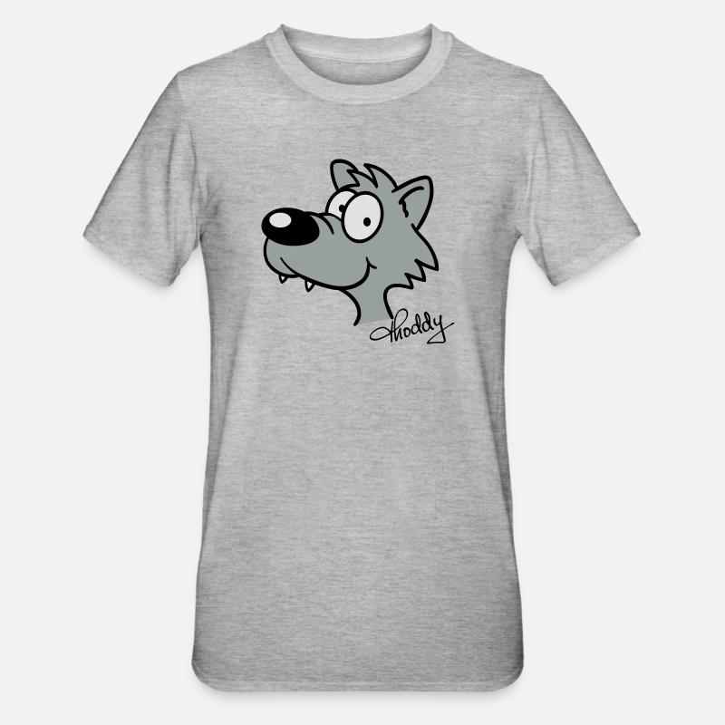 Wolf beflockbar - Unisex Polycotton T-Shirt - Grau meliert