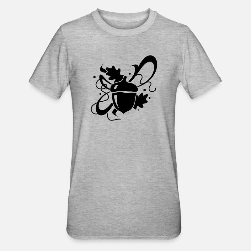 Eichel mit Eichenblätter - Unisex Polycotton T-Shirt - Grau meliert