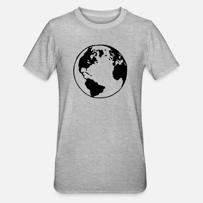 Der Globus - Unisex Polycotton T-Shirt - Grau meliert