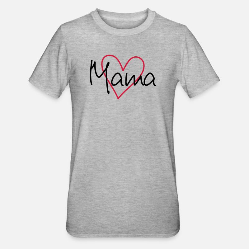 Mama Herz Geschenk Liebe Muttertag - Unisex Polycotton T-Shirt - Grau meliert