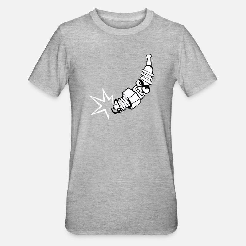 Spark plug comic with face - Unisex Polycotton T-Shirt - heather grey