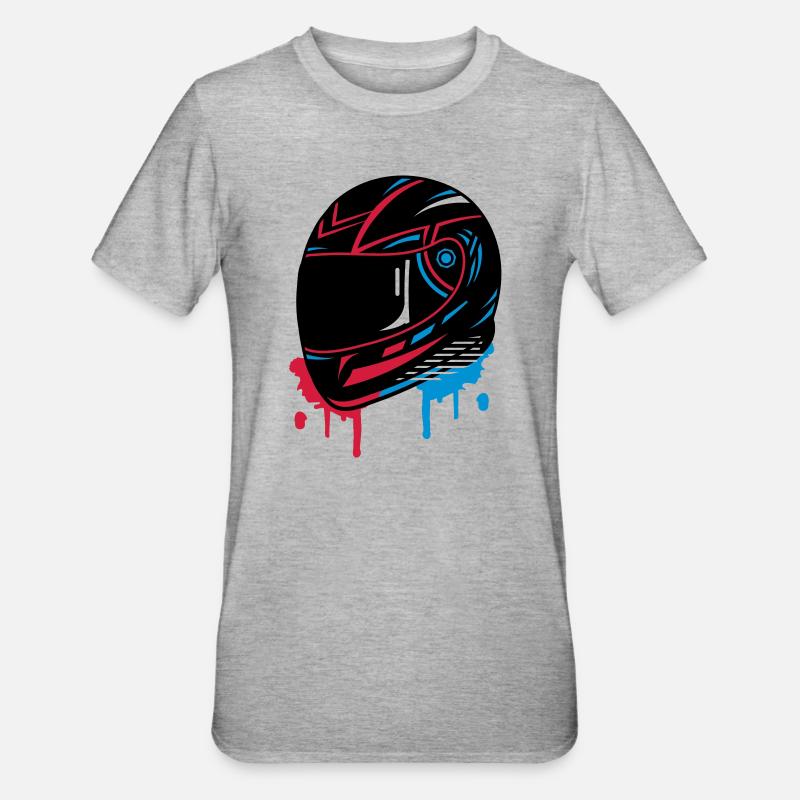 cooles Motorradhelm Graffiti - Unisex Polycotton T-Shirt - Grau meliert