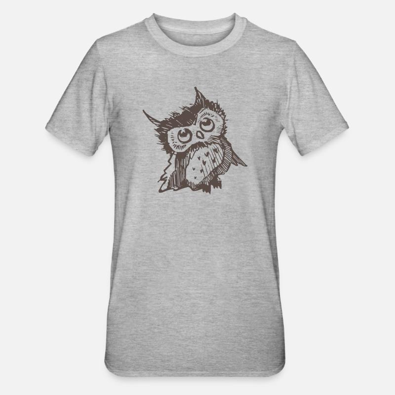 Eule - Unisex Polycotton T-Shirt - Grau meliert