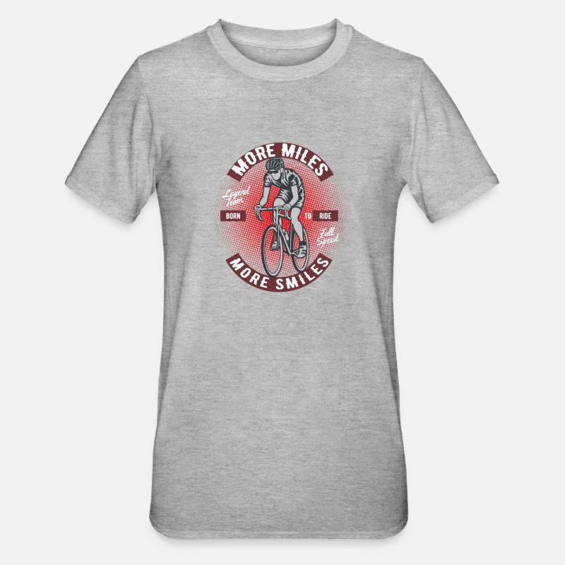 Faire du vélo plus de kilomètres plus de sourires - T-shirt polycoton Unisexe - gris chiné