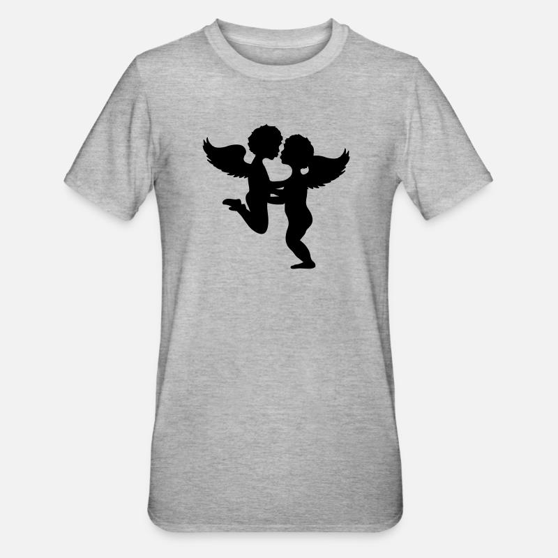 Deux anges baiser - T-shirt polycoton Unisexe - gris chiné