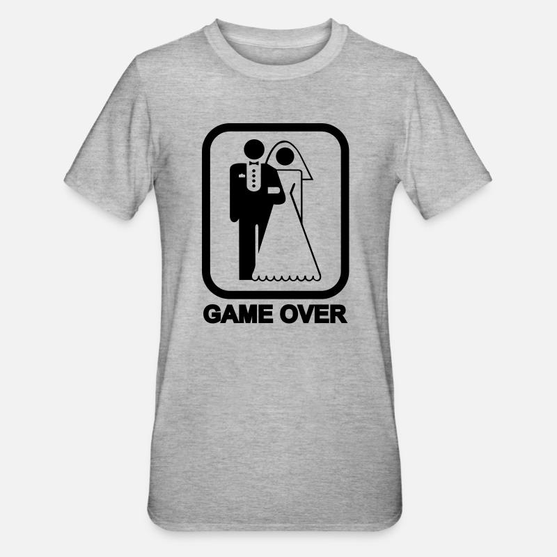 Game Over - Unisex Polycotton T-Shirt - Grau meliert