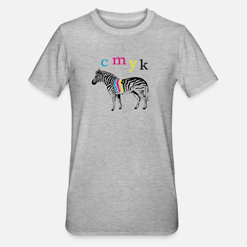 CMYK Zebra - Maglietta unisex, mix cotone e poliestere - grigio melange