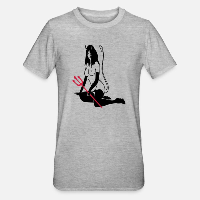 Teufelchen - Unisex Polycotton T-Shirt - Grau meliert