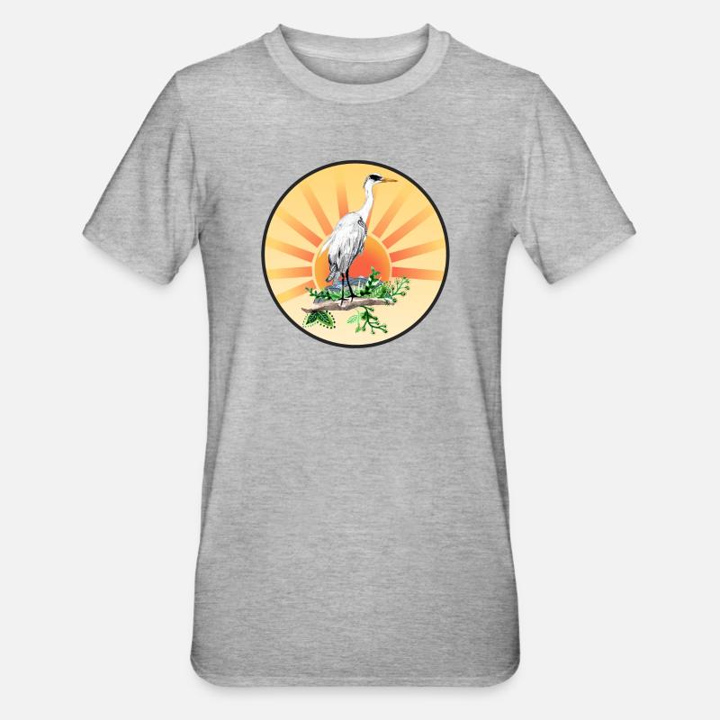 Graureiher - Unisex Polycotton T-Shirt - Grau meliert