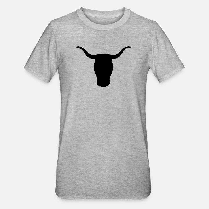 Stierkopf - Unisex Polycotton T-Shirt - Grau meliert