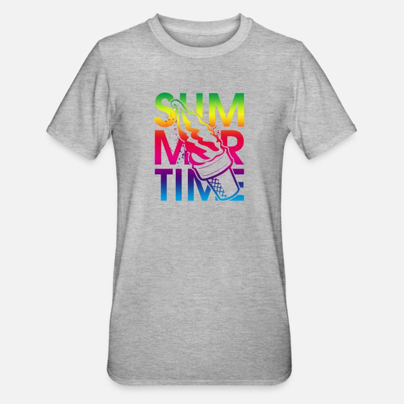 Sommerzeit Eis - Unisex Polycotton T-Shirt - Grau meliert