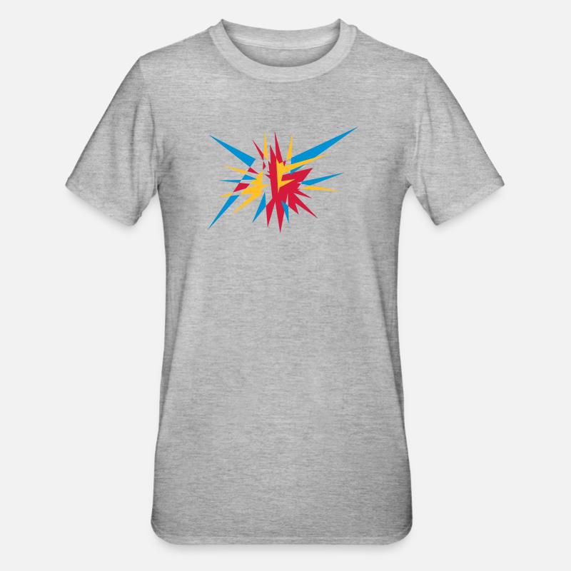 Explosion und Strahlen - Unisex Polycotton T-Shirt - Grau meliert