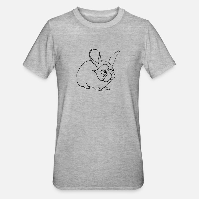Hase oder Mops - Unisex Polycotton T-Shirt - Grau meliert