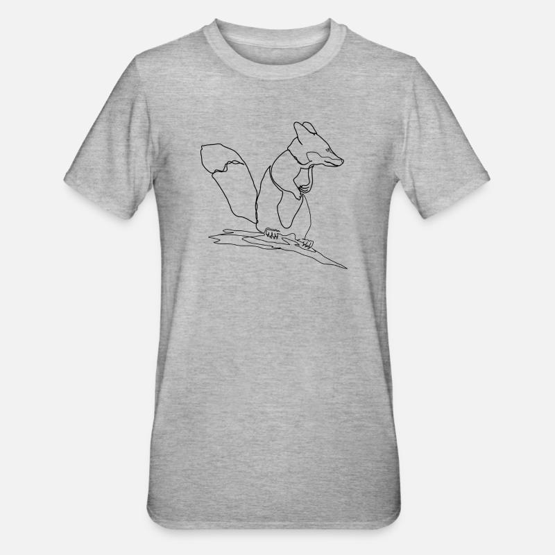Fuchs Eichhörnchen Squirrel Fox - Unisex Polycotton T-Shirt - Grau meliert