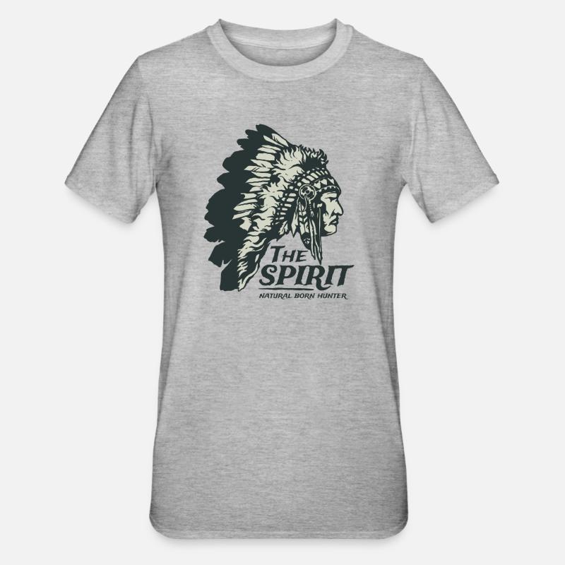 Indianer Häuptling Apache Federschmuck Geschenk - Unisex Polycotton T-Shirt - Grau meliert