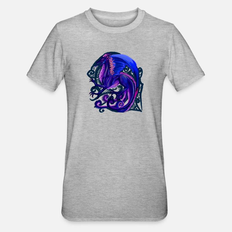 blauer Drache - Unisex Polycotton T-Shirt - Grau meliert