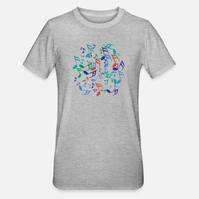 Notes de musique colorées - T-shirt polycoton Unisexe - gris chiné