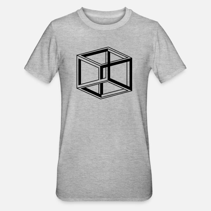 cube escher - T-shirt polycoton Unisexe - gris chiné