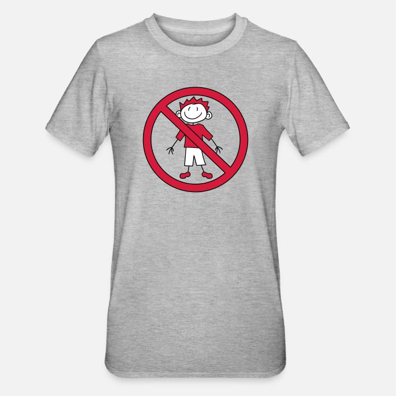 interdit panneau zone pas enfant peint gribouillis com - T-shirt polycoton Unisexe - gris chiné