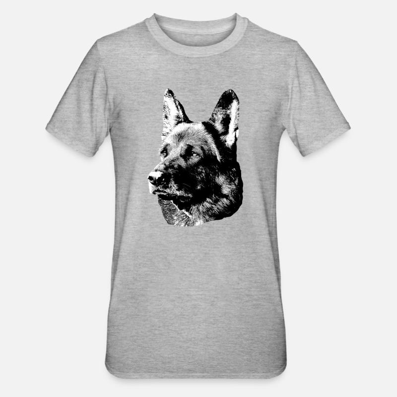German Shepherd,Dog head,German Shepherd,Dogs - Unisex Polycotton T-Shirt - heather grey