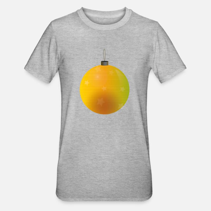 gelbliche Weihnachtskugel mit Sternen - Unisex Polycotton T-Shirt - Grau meliert