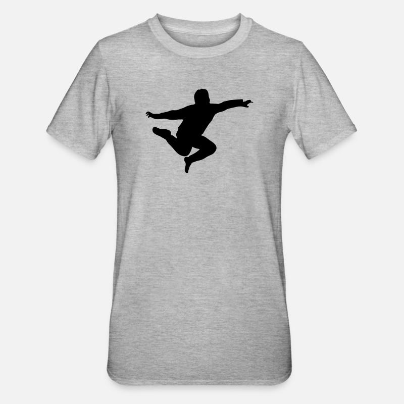 springender junge - Unisex Polycotton T-Shirt - Grau meliert