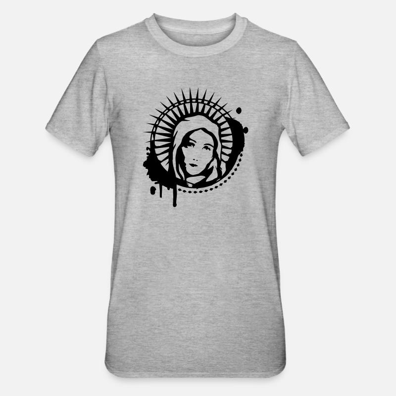 Maria Portrait Graffiti Schablone - Unisex Polycotton T-Shirt - Grau meliert