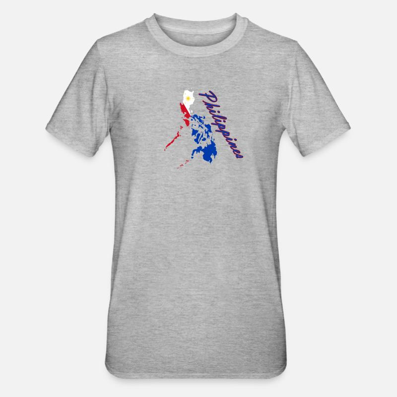 Philippines Flag Map Script - Unisex Polycotton T-Shirt - heather grey