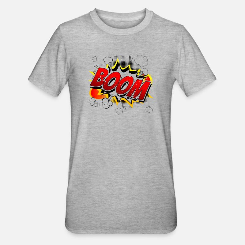 Boom Comic Graphic - Unisex Polycotton T-Shirt - heather grey