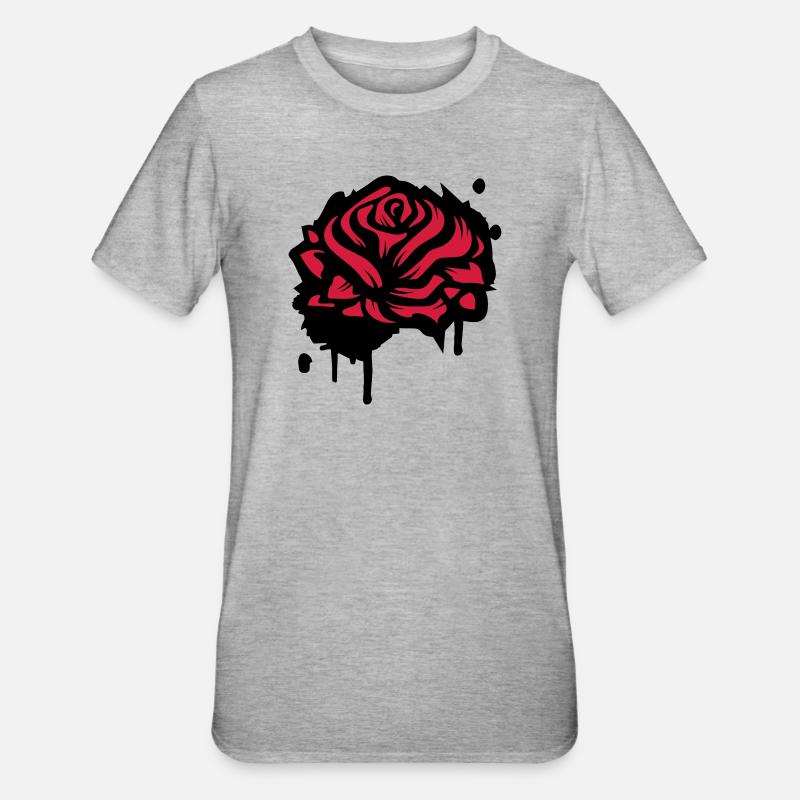 Une rose comme un graffiti - T-shirt polycoton Unisexe - gris chiné