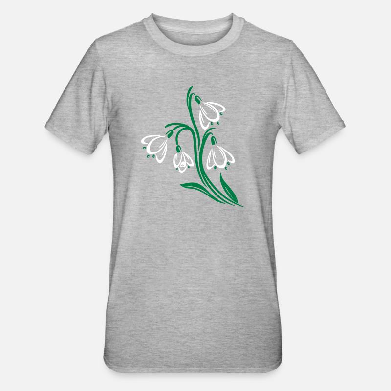 Perce-neige printemps fleurs printemps fleurs - T-shirt polycoton Unisexe - gris chiné