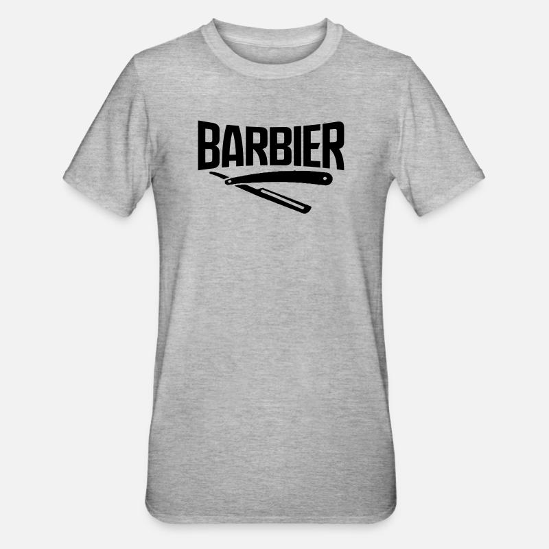 barbier barbier viking bart barbe coiffeur autocollant - T-shirt polycoton Unisexe - gris chiné
