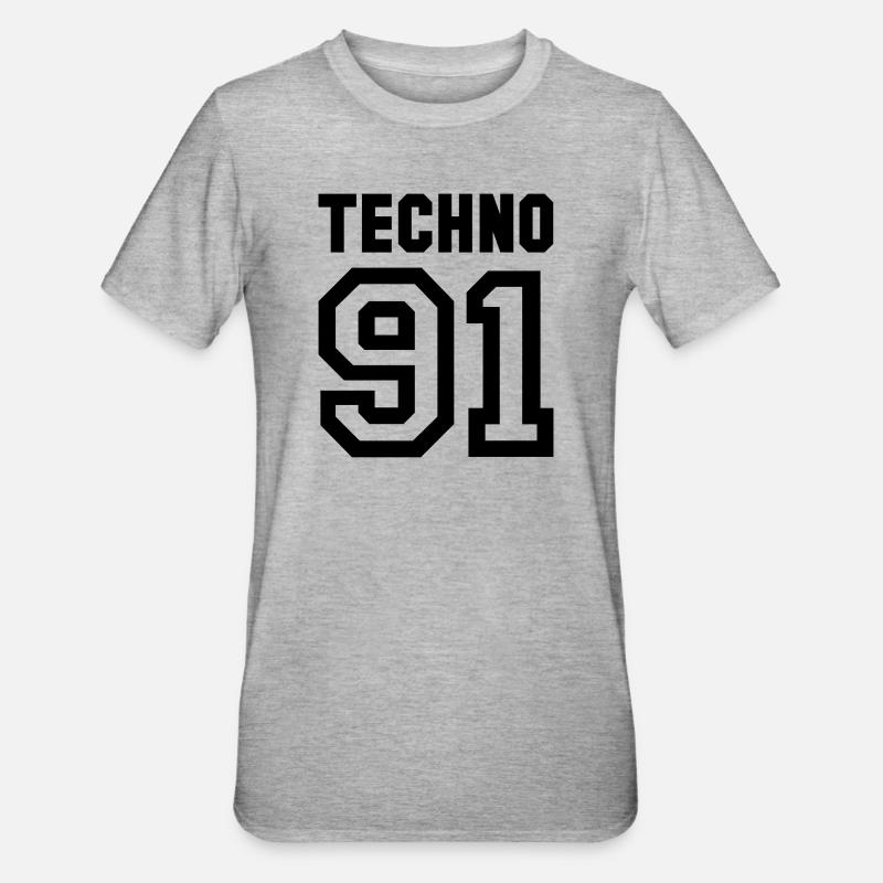 TECHNO Rave Techno 90s 90s - T-shirt polycoton Unisexe - gris chiné