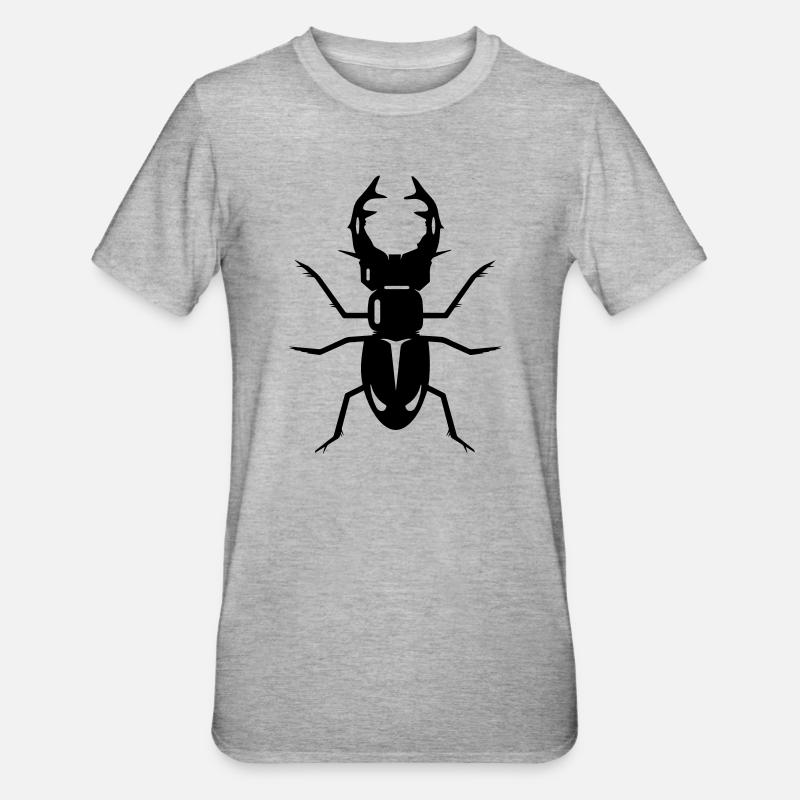 stilisierter Hirschkäfer mit prächtigen Geweih - Unisex Polycotton T-Shirt - Grau meliert