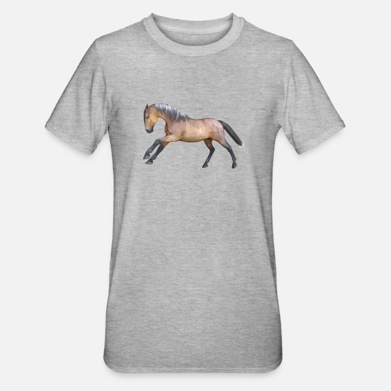 Conception énergique du cheval de galop - T-shirt polycoton Unisexe - gris chiné