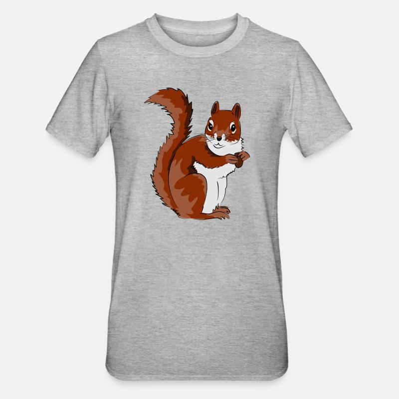 Niedliche Eichhörnchen Illustration - Unisex Polycotton T-Shirt - Grau meliert