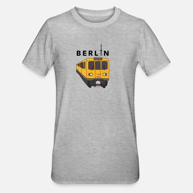 Berlin U-Bahn - Unisex Polycotton T-Shirt - Grau meliert