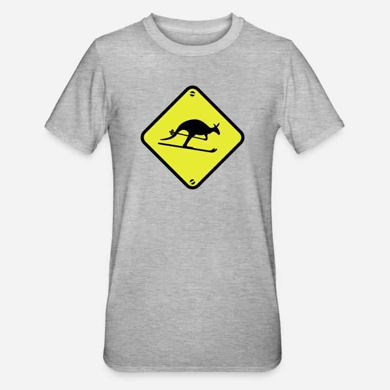 Ski Känguru - Unisex Polycotton T-Shirt - Grau meliert