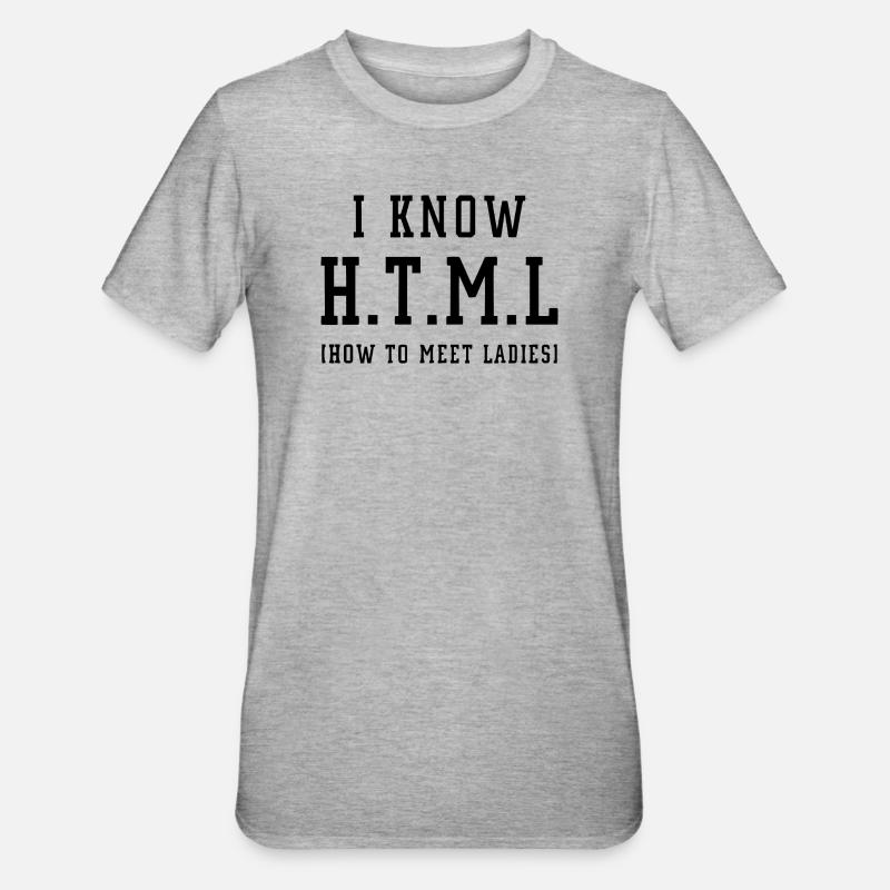 I know HTML - Unisex Polycotton T-Shirt - heather grey
