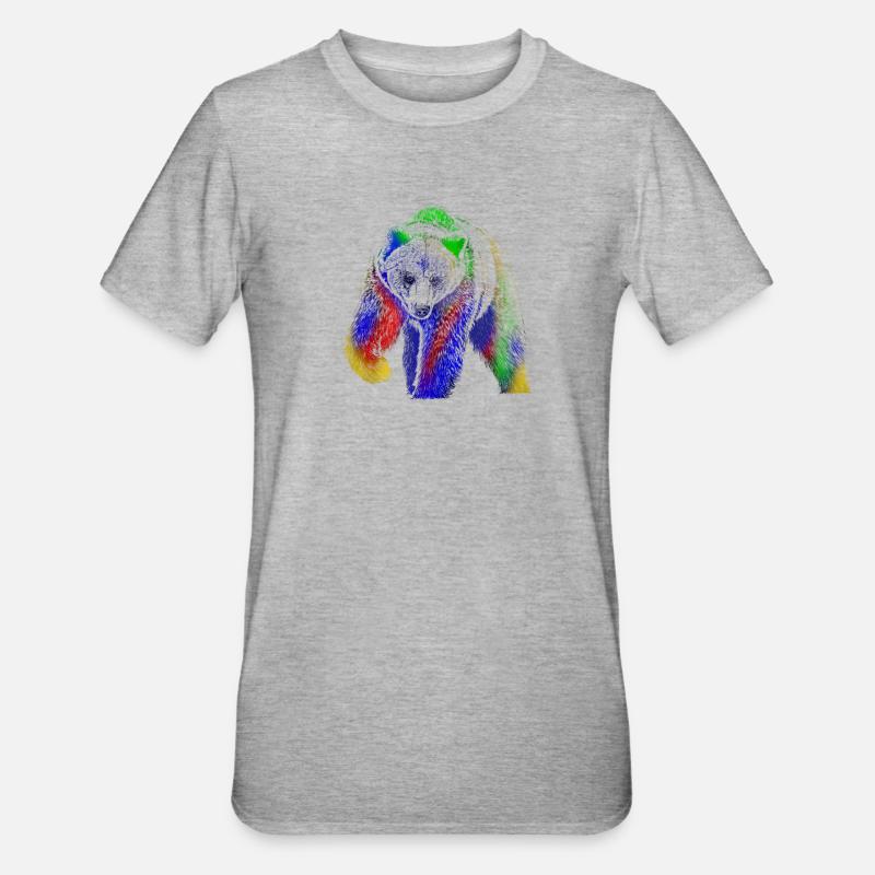 Bär - Unisex Polycotton T-Shirt - Grau meliert