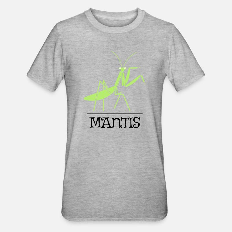 Mantis Gottesanbeterin Insekt Design - Unisex Polycotton T-Shirt - Grau meliert