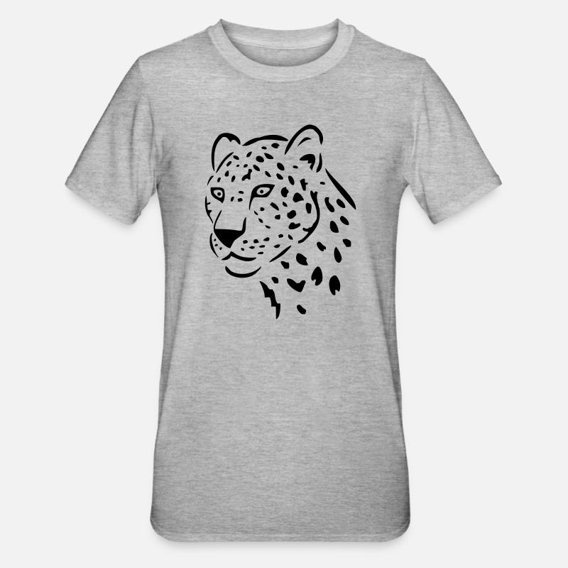 leopard raubkatze - Unisex Polycotton T-Shirt - Grau meliert
