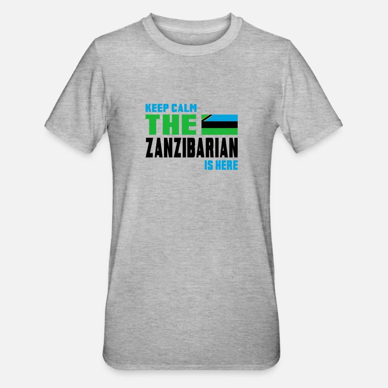 Keep Calm Design / Geschenk Tansania - Unisex Polycotton T-Shirt - Grau meliert